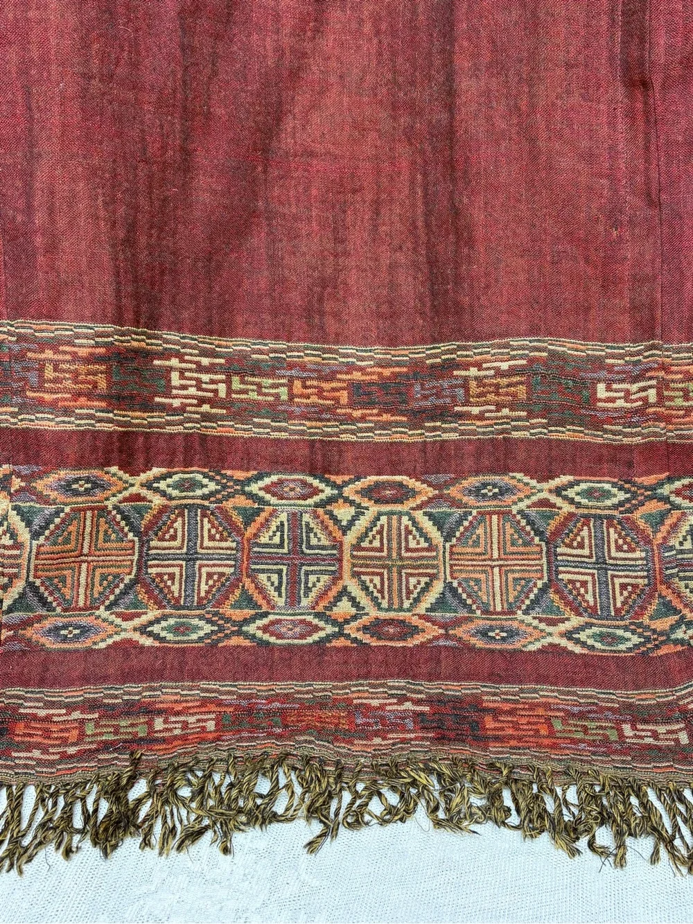 Vtg Tasha Polizzi Saddleblanket Wool Fringe Wrap Maxi Lg Skirt Western “Flaws”